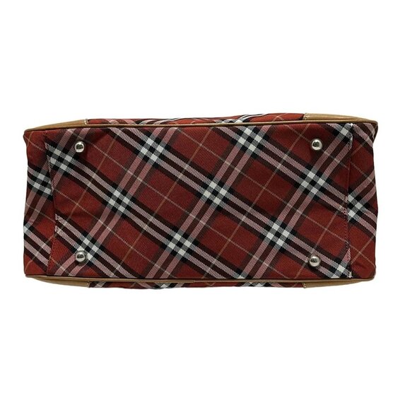 Auth Burberry Blue Label Red Black White Nylon Leather Handbag - Picture 4 of 8